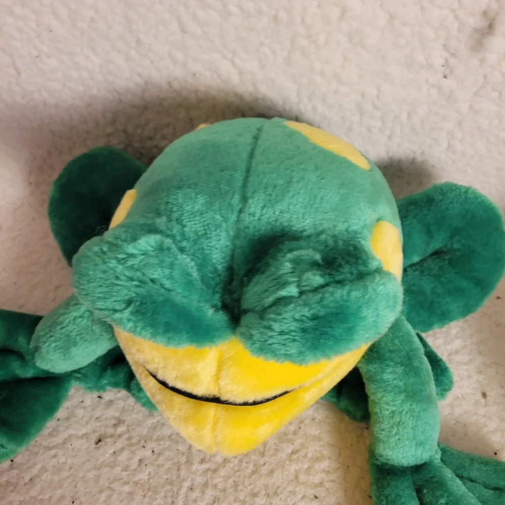 Play-By-Play Grumpy Frog Plush Unisex Small Green Yellow Excellent Vintage Toad